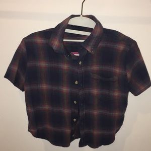 Brandy Melville cropped button up flannels